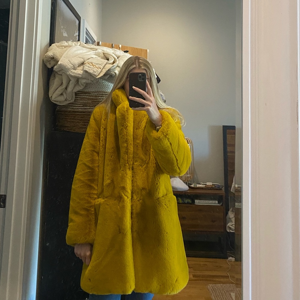 Surfin bird faux fur coat from Nasty Gal